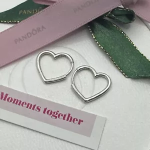 Pendientes de aro de corazón asimétricos de plata Pandora 297822 auténticos Ale - Imagen 1 de 8