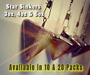 Fishing Sinkers, Star Sinkers - 3, 4, 6oz. Bulk buy of 10 & 20-Fishing Tackle
