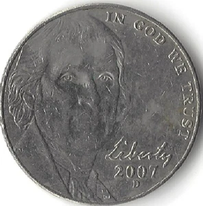 2007-D, 5cent, Jefferson Nickel, (US MÜNZE, GELD, SAMMLERSTÜCK) - Bild 1 von 2