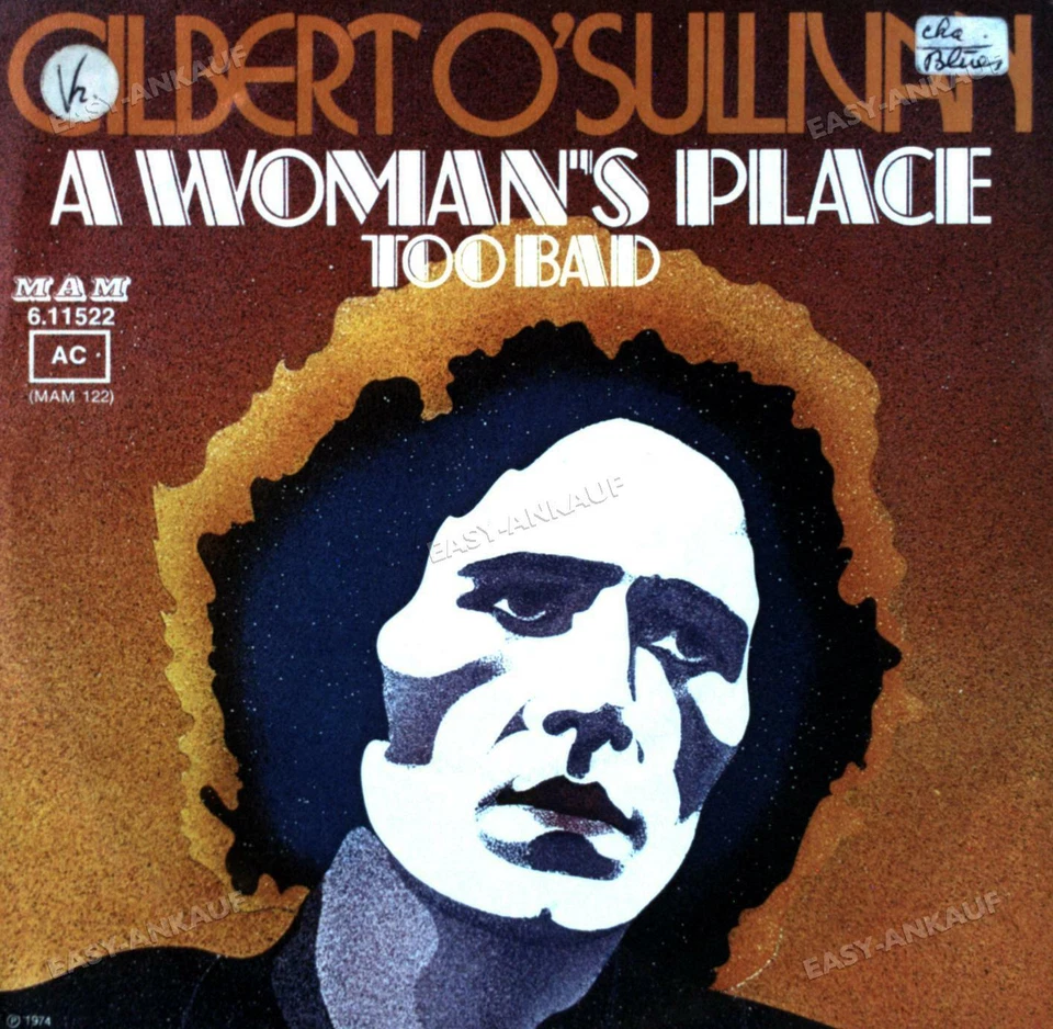 Gilbert O'Sullivan - A Woman's Place / Too Bad 7in 1974 (VG+/VG+) ' - Image 1 of 1
