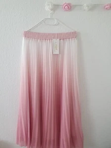 Maxirock Chiffonrock Plissee Rock Faltenrock Boho Damen Abaya Ombre rosa weiß XL - Bild 1 von 4