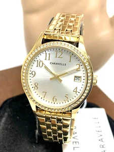 Caravelle By Bulova Women's Watch 44X101 Quartz Silver Dial Gold Steel 32mm - Picture 1 of 13