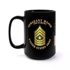 Taza Negra 15oz - Ejército - Sargento Mayor - SGM - Retirado - Imagen 1 de 3