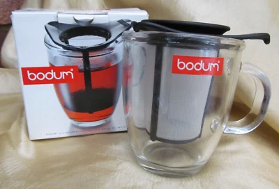 Bodum Yo Yo Set Glass Mug Tea Strainer 0.35 L/12 oz Black Switzerland K1790-01 - image 1 of 4