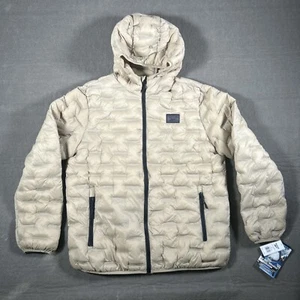Reebok Glacier Shield Quilted Hooded Jacket Size Large Sand Tan Color Puffy - Picture 1 of 16