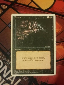 Carta mtg Terror MISPRINT Magic The Gathering - errore inchiostro stampante hickey - Foto 1 di 2