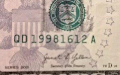 Fancy Serial Number, Birthday Note 1998/16/12 DEC 16th 1998 Five Dollar Bill - Image 1 of 4