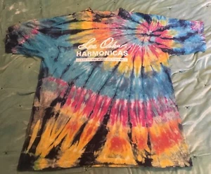 VTG. 90’s LEE OSKAR HARMONICAS TIE DYE T-SHIRT DESTINATION DESIGNS USA XL - Picture 1 of 7