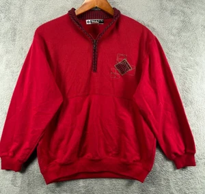 Vintage Blast Damen Petite PM Medium Sweatshirt rot Reißverschluss Kragen Taschen Langarm - Bild 1 von 9