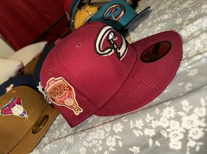 🍰 Brand New 7 3/8 Hat Club Red Velvet Arizona Diamondbacks 1998 Inaugural Pinky - Picture 1 of 5
