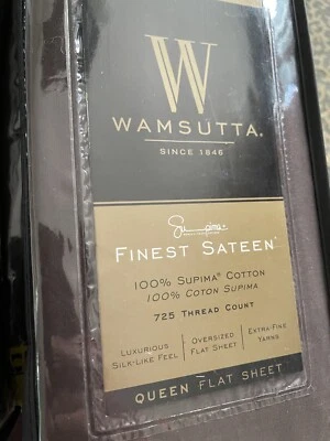 Wamsutta Queen Finest Sateen Supima Cotton 725 TC Oversized Flat Sheet Chocolate - Image 1 of 3