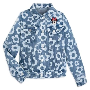 Disney Girls Minnie Mouse Denim Jacket XL Floral Blue - Picture 1 of 10