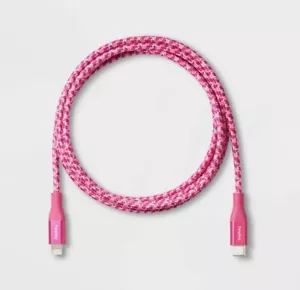 Heyday 6ft. Fast Charging Cable Apple USB-C iPhone/iPad Braided Pink/Gray - Picture 1 of 7