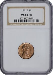 1931-S Lincoln Cent MS64RB NGC