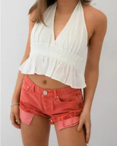 Almost Famous Women's Halter Crop Top Shirt Junior's Size XL Tanks Color Ivory - Picture 1 of 12