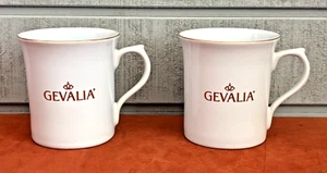 (2) Gevalia Kaffe 10 Unzen Weiß mit Goldrand & Schriftzug Keramik Kaffee/Teetassen - Bild 1 von 6