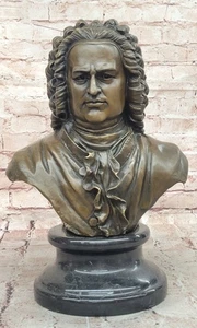 14" Marmor Bronze Kunst Johann Sebastian Bach Büste Musik Musiker Kopf Büste Statue - Bild 1 von 10