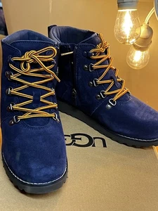 Kids' UGG K Hilmar CWR Navy Size 3 Big Kids Boys Suede Winter Thinsulate Lined - Picture 1 of 12