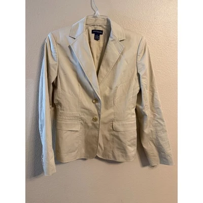 Blazer para mujer Ann Taylor color mezcla de algodón tostado talla 4 dos botones calce clásico Foto 1 de 3