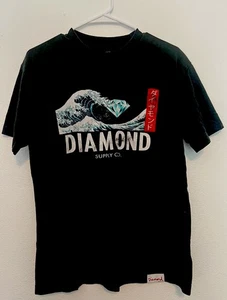 Camiseta Diamond Supply Co Mediana Ola Océano Escritura Japonesa Hokusai - Imagen 1 de 4