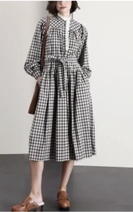 Mara Max kariertes kariertes Midikleid Baumwolle Gr. 16 NEU - Bild 1 von 24