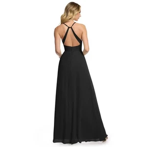 NWT Azazie Plus Size Black Avelina A Line Maxi Gown Bridesmaid Dress Wmns 20 - Picture 1 of 7