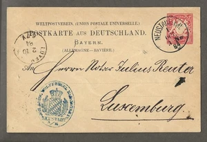 Tarjeta postal Baviera 1984 a Luxemburgo [395 - Imagen 1 de 2