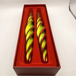 De colección Waterford Holiday Heirlooms Flocado Vidrio Icicles Adornos de Navidad con Caja - Imagen 1 de 8