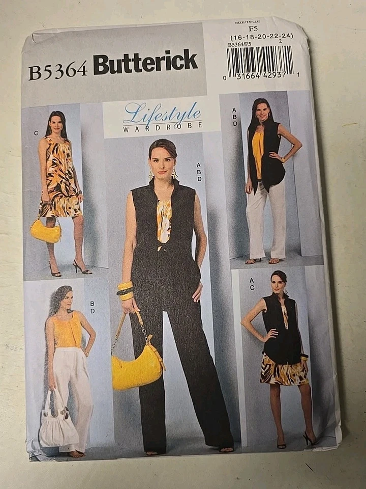 Butterick Sewing Pattern 5364 Jacket Top Dress Pants Sash Misses Size 16-24 - Image 1 of 1