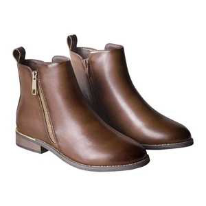 Ladies Man-Made Materials Low Rise Short Zippered Boots - Brown - Size 6 - Picture 1 of 1