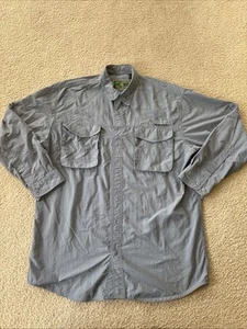 Pflueger Camicia Pesca Ventilata Vintage Uomo Grande Manica Lunga Medaglia Oro Blu - Foto 1 di 9