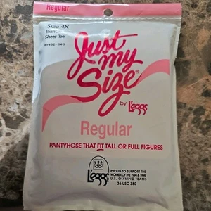 Vintage Just My Size Sheer Toe Regular Pantyhose Stockings Suntan Size 4X  - Picture 1 of 2
