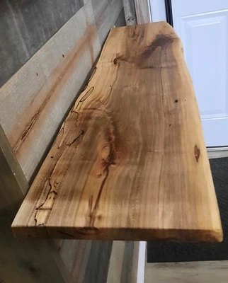 Natural Edge Spalted Maple Wood Floating Shelf With Brackets Included  - Image 1 of 4