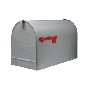 Stanley Gray, Extra Large, Steel, Post Mount Mailbox | Steel Gibraltar Rural NEW - Picture 1 of 1
