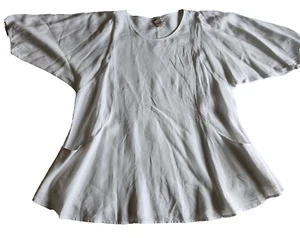 Matchpoint 100 % Leinen Tunika Top Damen groß weiß Lagenlook Cottagecore USA - Bild 1 von 23