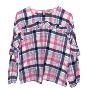 Nuevo con etiquetas Top True Craft a cuadros con volantes talla grande para niños - Imagen 1 de 7
