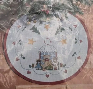 Mini Weihnachtsbaum Rock Set drei Bären Kreuzstich USA Vintage? Neu - Bild 1 von 6