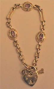 Brand new 9ct gold heart bracelet with amethyst stones!! - Picture 1 of 6