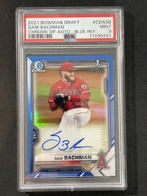 Sam Bachman - 2021 1st Bowman Draft Chrome Auto TRUE BLUE SP SN /150 PSA 9 MINT - Image 1 of 2