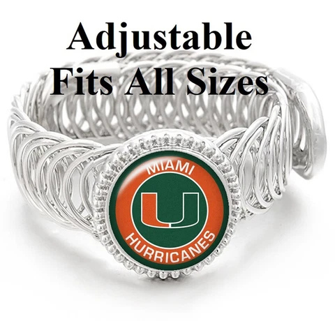 Special University Miami Hurricanes Mens Silver Adjustable Bracelet Jewelry D11 Cover