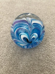 BLUE WHITE SWIRLFlower pattern art glass Ball Beautiful art style 1.4kg - Picture 1 of 6