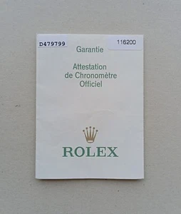 ROLEX Guarantee Warranty Booklet Paper Datejust 116200 / D - Picture 1 of 3