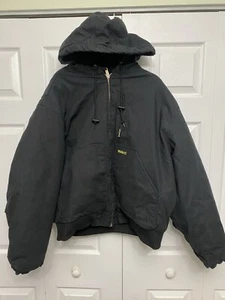 Walls Quilted Lined Bomber Coat XL Insulate Black Warm Chore Work Hooded Jacket - Picture 1 of 15