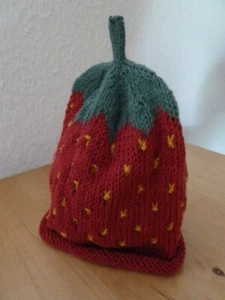 Erdbeere Mütze Mützchen Babymütze Kindermütze gestrickt Baumwolle NEU !!! - Bild 1 von 3