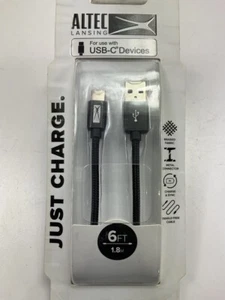 Altec Lansing AL9045 6ft USB-C To USB Braided Fabric Charging Cable Cord - Photo 1 sur 3