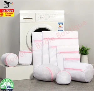 Laundry Wash Bag Washing Aid Zipper Mesh Clothes Bra Delicate Lingerie S M L - Picture 1 of 13