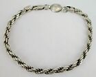 Sterling Rope Rusty Chain Bracelet 5Mm Wide Lobster Claw Clasp 8-7/8" Italy