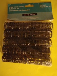 SASSY & CHIC 10 PACK BLACK SNAP COVER ROLLERS HAIR CURLERS NEW PACKAGE - Picture 1 of 2