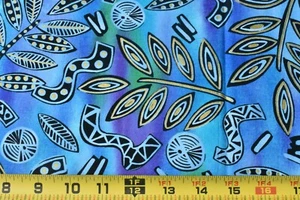 35" Long, Metallic-Gold Black Blue African-Theme Quilt Cotton, Peter Pan, P8394 - Picture 1 of 7