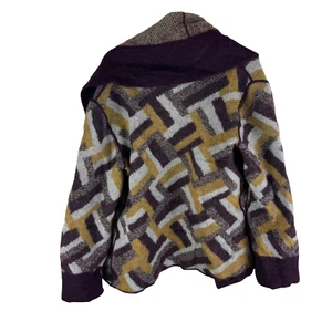 MISSONI Wool Mohair Shawl Collar/Hood Open front Sweater Plum Mustard Tan US8 XL - Picture 1 of 6